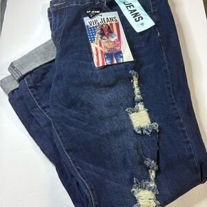 VIP Jeans Destructed Collection Classic Blue Denim Sz 20